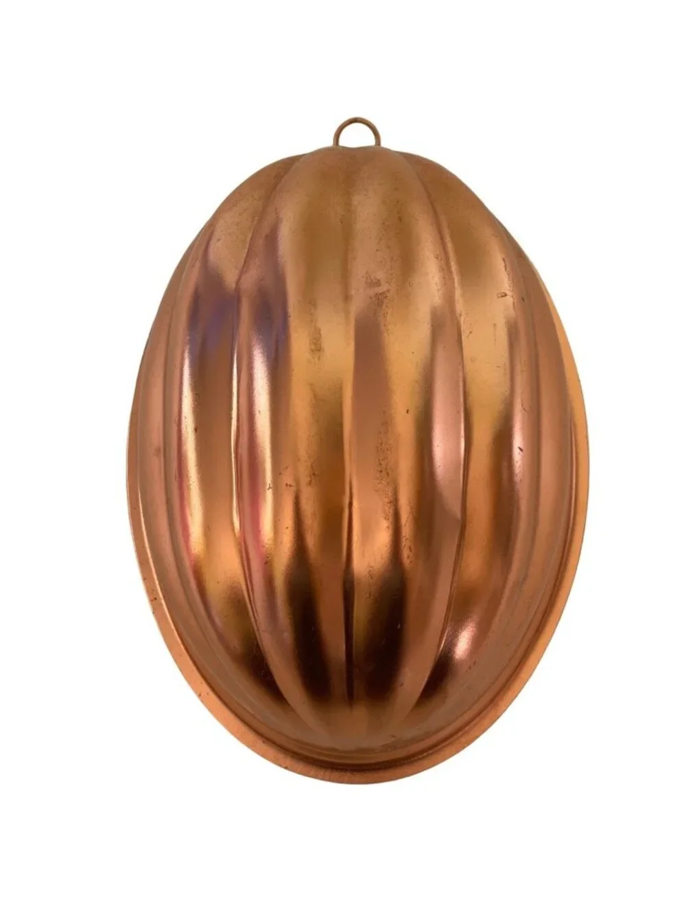 Vintage Copper Jello Gelatin Mold Oval Melon Shape 7.25